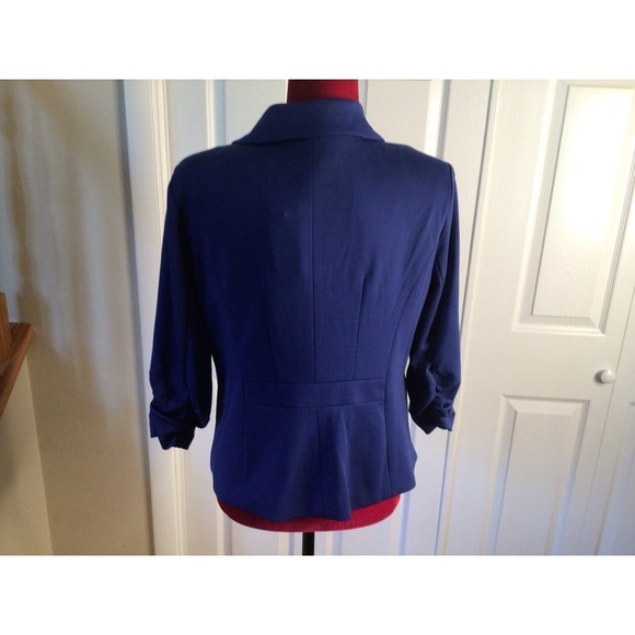 Suzi Chin Blazer Coat Women 8 Blue Long Sleeve Single Breasted Polyester Stretch - Picture 3 of 5